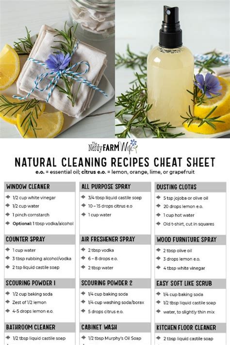 12 Natural Cleaning Recipes Printable Cheat Sheet