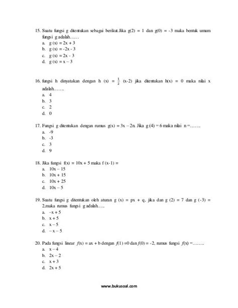 Contoh Soal Fungsi Linear Matematika Ekonomi