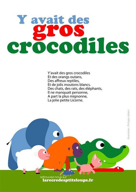 Y Avait Des Gros Crocodiles Paroles De La Comptine T L Charger