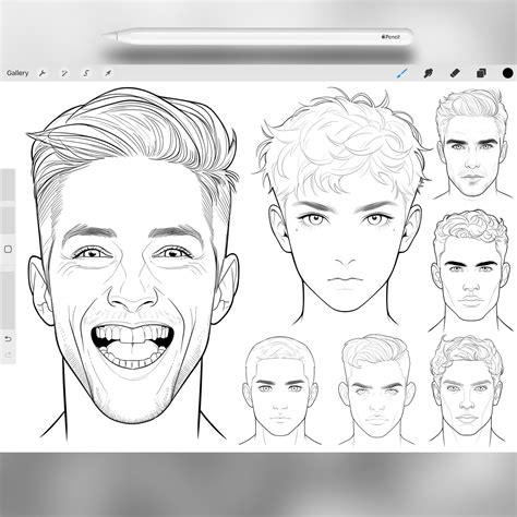 Artstation 100 Procreate Male Head Stamps Part 2 Procreate Men