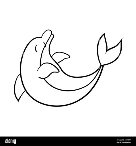 Cute cartoon dolphin, coloring page. Vector illustration Stock Vector ...