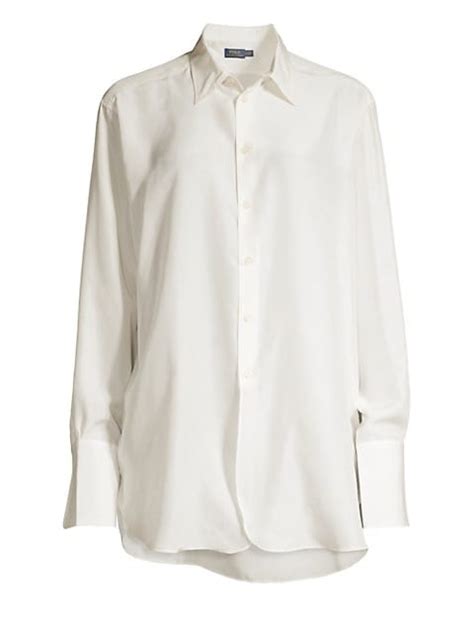 Shop Polo Ralph Lauren Long Sleeve Silk Shirt Saks Fifth Avenue