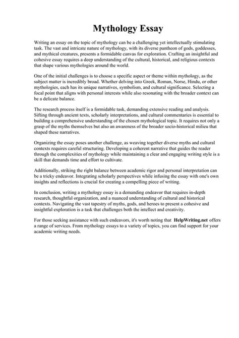 Mythology Essay Short Essay On Greek Mythology Pdf