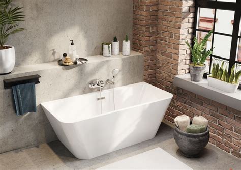 Baignoire Îlot Contre Mur Allibert NUDEA 1700 x 750 x 580 mm Blanc