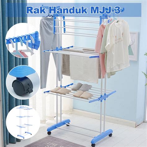 Jual Rak Handuk Mjj Stainless Jemuran Portable Bisa Dilipat Shopee