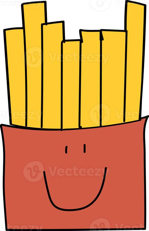 Hand Drawn French Fries Illustration On Transparent Background