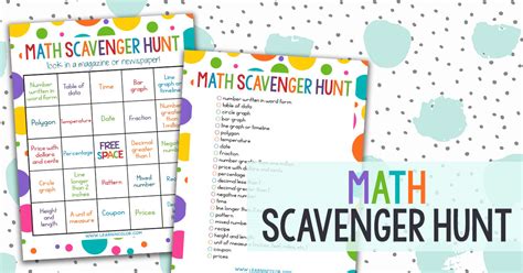 Math Scavenger Hunt Math Printable For Elementary Students