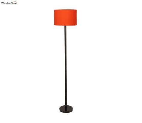 Buy Beautiful Metal Club Floor Lamp With Jute Lamp Shade Orange At