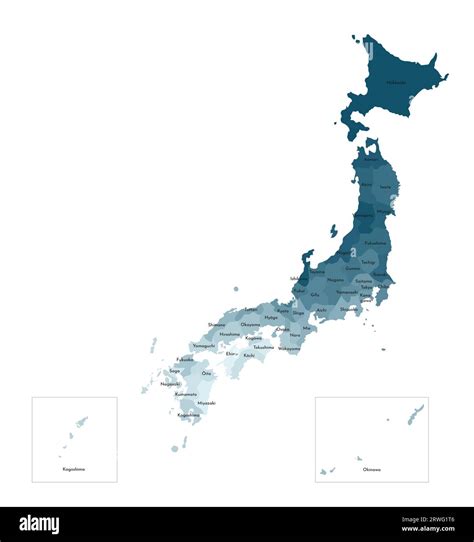 Vector Isolated Illustration Of Simplified Administrative Map Of Japan