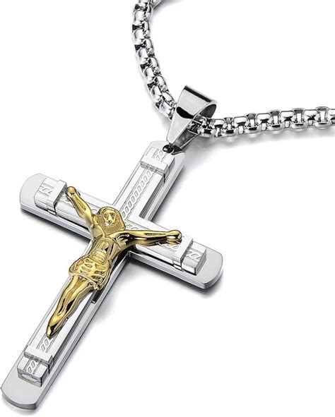 Coolsteelandbeyond J Sus Christ Croix Crucifix Pendentif Collier Homme