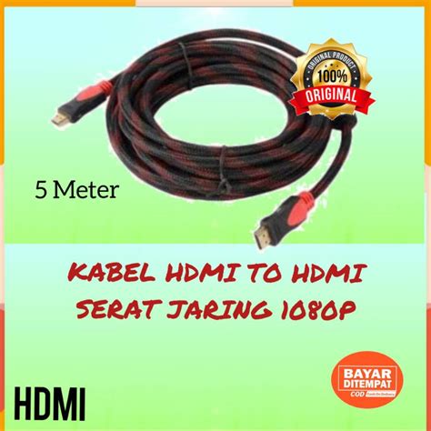 Jual Kabel HDMI TO HDMI Serat Jaring 5 METER 1080P V1 4 3D HQ ORIGINAL