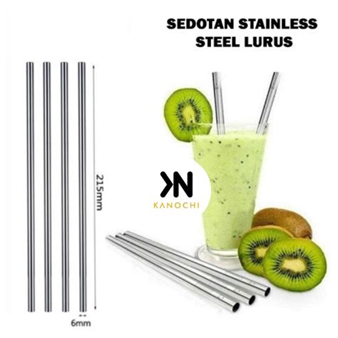 Jual Sedotan Stainless Steel Lurus Eco Friendly Reusable Stain Less Straw Shopee Indonesia