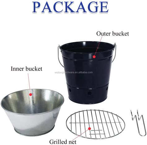 Charcoal Grill Bucket Portable Small Outdoor Bbq Bucket Grill For