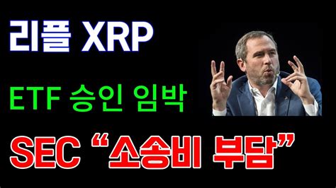 리플 Xrp Sec 소송비 부담 확정 Etf 승인 임박 리플 리플코인 리플소송 리플전망 Xrp