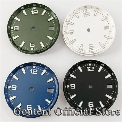 Goutent Mm Sterile Watch Dial Black Blue Dial Green Luminous Fit Nh