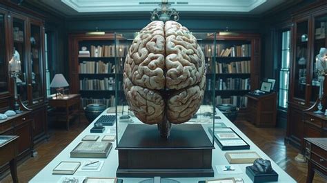 brain specimen displayed   library premium ai generated image