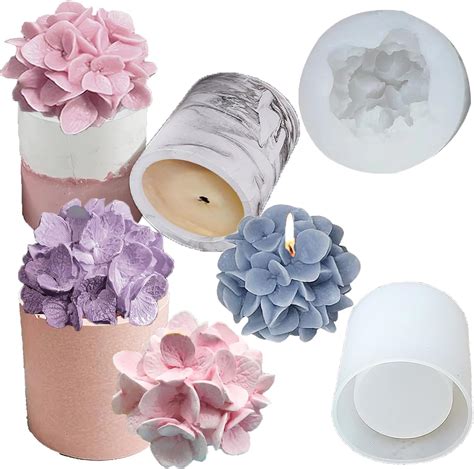 Amazon Hydrangea Flower Candle Soap Silicone Mold Candle Jar Molds