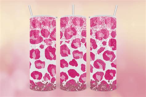 Pink Leopard Pink Glitter Tumbler Wrap Graphic By Peangra Creative