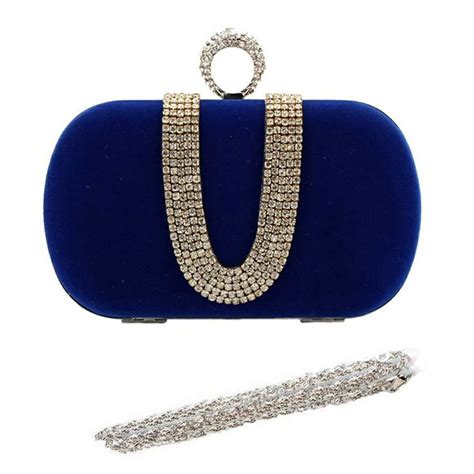 Royal Blue Suede Duster Knuckle Evening Clutch Clutch Purse Evening