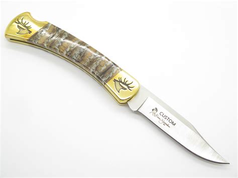 Custom Brian Yellowhorse Buck 110 Elk Scene Lockback Folding Hunter