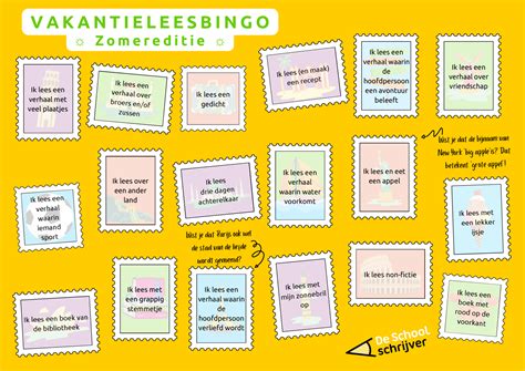 Leesbingo Zomervakantie De Schoolschrijver