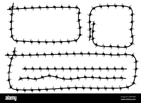 Vector Frame Silhouette Barbed Wire Rectangle Square Rounded Corner