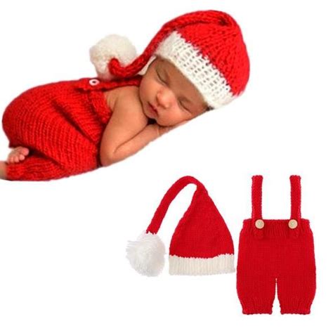 Santa Newborn Photography Outfit Neugeborene Mode Babystrickm Tzen