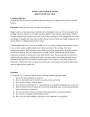 Case Study 1 Docx Mount Carmel College Of Nursing Migrant Health