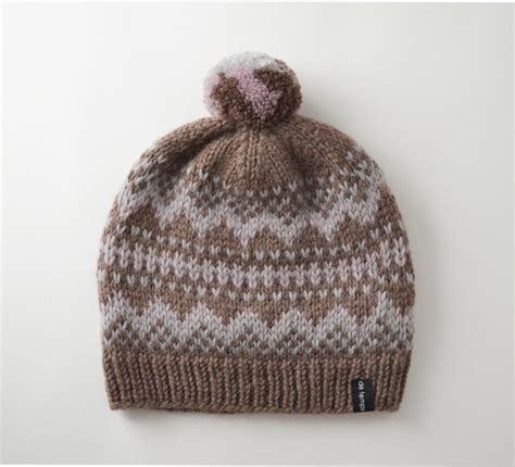 Bonnet Jacquard Avec Pompon Tricot Main En Laine Et Alpaga Chapeau