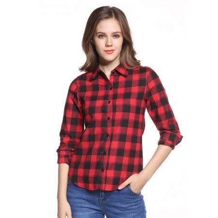 Camisa Xadrez Casual Feminina Vermelha Moda Quadriculada Manga Longa