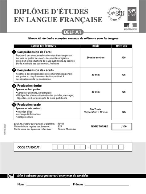 DELF A1 Practice Exam Paper Set 4 | PDF