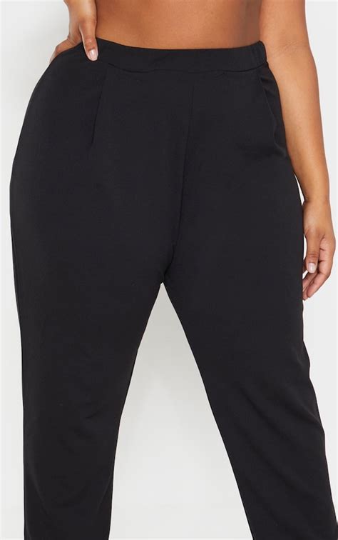 Plus Black High Waist Tapered Pant Prettylittlething Usa