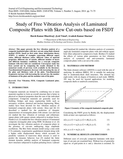 Pdf Study Of Free Vibration Analysis Of Laminated Composite Plates