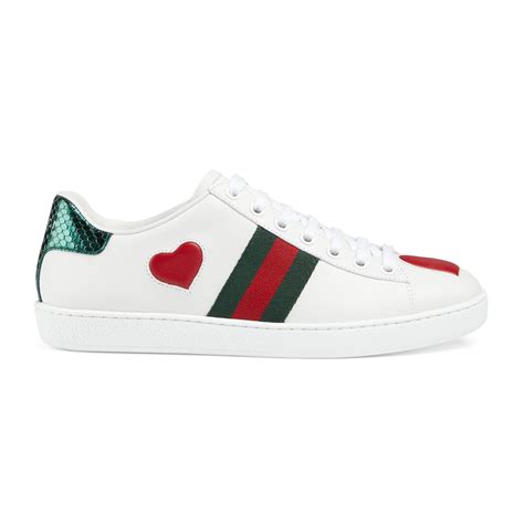 Gucci Leather Ace Embroidered Sneaker In White Lyst