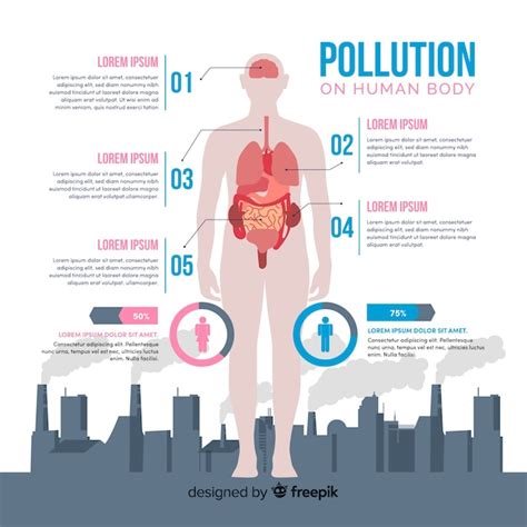 Free Vector Pollution On Human Body Infographic