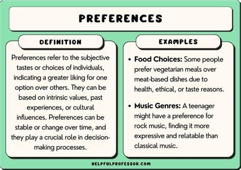 Preferences Examples