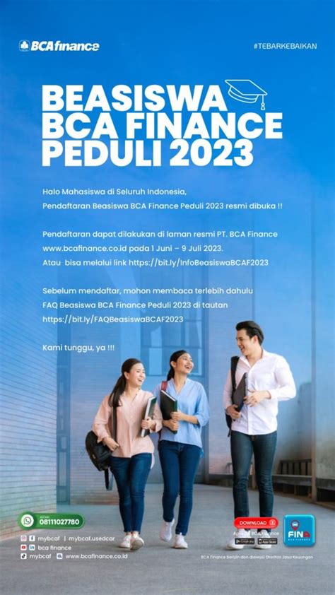 PENDAFTARAN BEASISWA BCA FINANCE PEDULI 2023 DIBUKA Universitas Garut