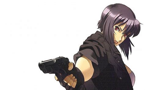 Guns Motoko Kusanagi Purple Hair Ghost In The Shell Simple