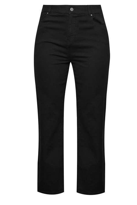 Yours Plus Size Black Elasticated Waist Stretch Wide Leg Jeans Yours Clothing