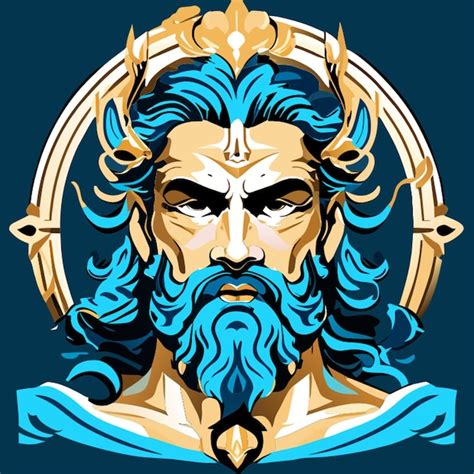 Poseidon Greek God Vector Illustration Premium Ai Generated Vector