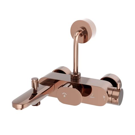 Exposed Thermostatic Bath Shower Mixer 3 In 1 System Blush Gold PVD