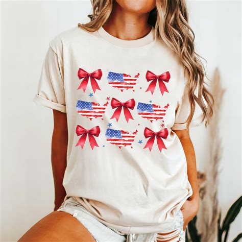 Retro 4th Of July Shirt Coquette 4th Of July Shirt American Flag Shirt Usa Shirt Coquette Bow