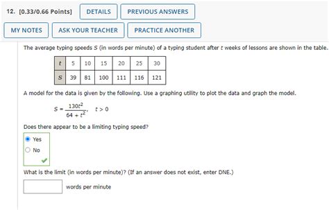 Solved The Average Typing Speeds S In Words Per Minute Of Chegg