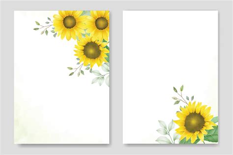 Beautiful Sunflower Wedding Invitation Card Template 12715017 Vector