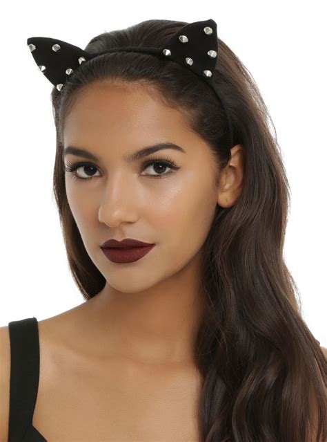 Blackheart Silver Spiked Black Cat Ear Headband Hot Topic Headband Hairstyles Black Cat