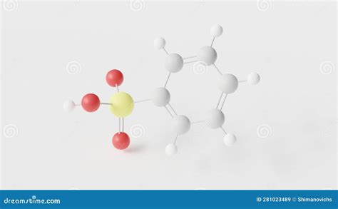 Benzenesulfonic Acid Molecule 3d, Molecular Structure, Ball and Stick ...