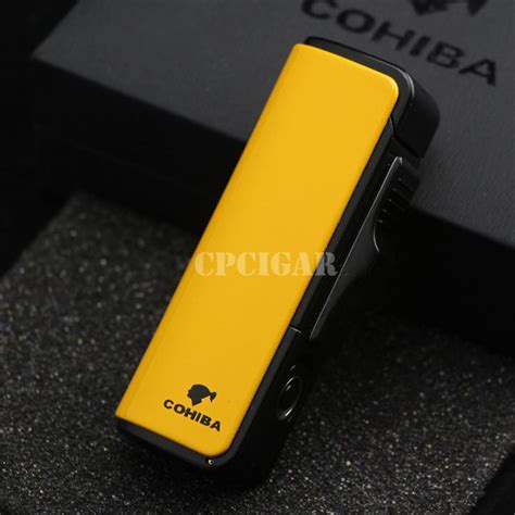 COHIBA Yellow Delicate Finish 3 Blue Torch Jet Flame Cigarette Cigar