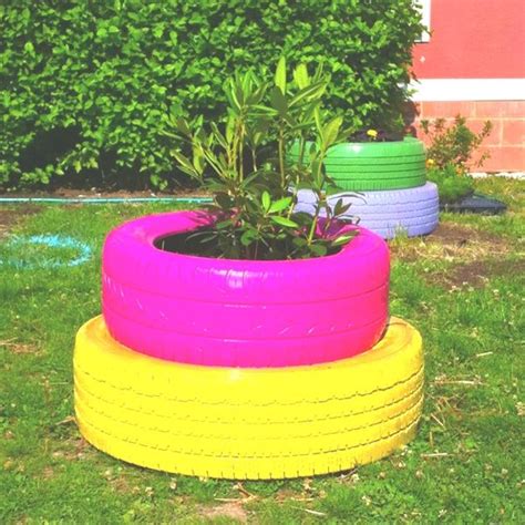 Llantas Decoradas Para Jardin Jardines Con Llantas Jardinería En Macetas