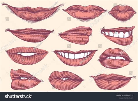 Facial Expressions Mouth Design Set Editable Stock Vector (Royalty Free ...