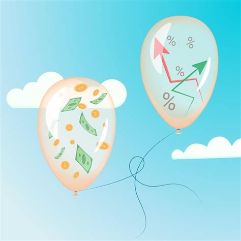 Globos En El Cielo Con Dinero Y Acciones Vector Premium